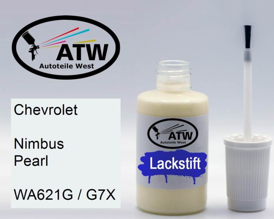 Chevrolet, Nimbus Pearl, WA621G / G7X: 20ml Lackstift, von ATW Autoteile West.